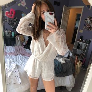 Express White Lace Romper